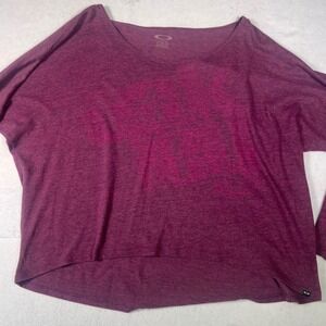 Oakley Long Sleeve Graphic Top Womens Large Burgundy Excellent